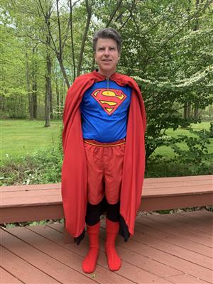 Macguigan wearing his cape! 